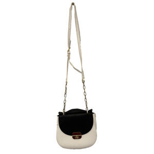 Charming Charlie Black White Crossbody Shoulder Bag Womens Gold Chain Flap Y2K